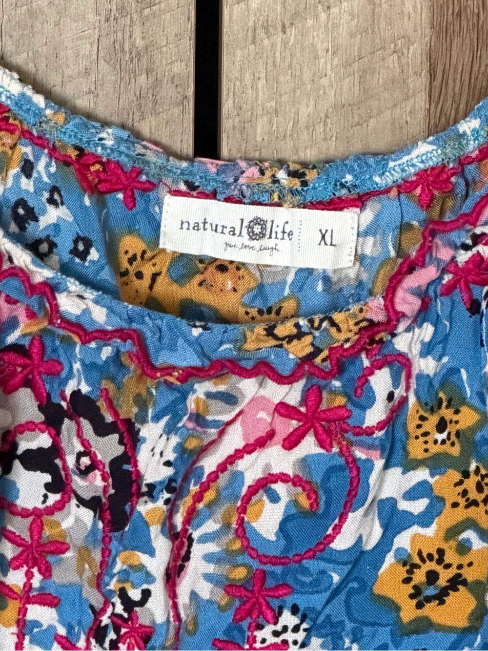 Natural Life Blue Floral Spaghetti Strap Tank Top - Picture 3 of 12